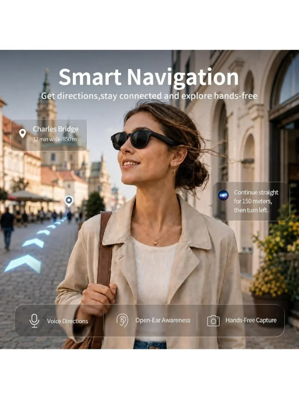 Smart Glasses with 8MP Camera & 4K Video | Bluetooth Audio, Voice Control